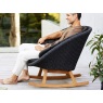 Cane-line Peacock Dark Grey Rocking Chair W/ Teak Legs Cane-line Peacock Dark Grey Rocking Chair W/ Teak Legs