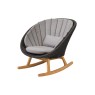 Cane-line Peacock Dark Grey Rocking Chair W/ Teak Legs Cane-line Peacock Dark Grey Rocking Chair W/ Teak Legs